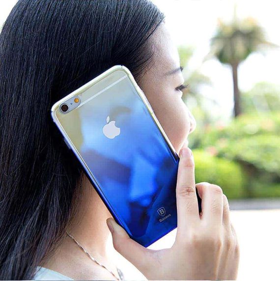 Etui do iPhone X/XS refleks świetlny, niebieska obudowa gradient kejs