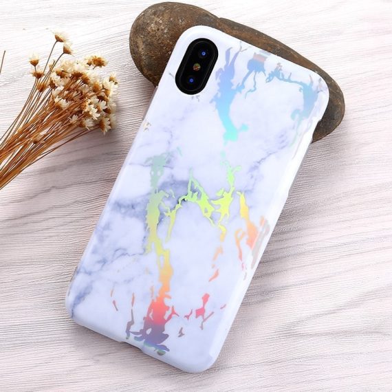 Białe etui marmurkowe do Iphone 6 Plus/6S Plus laser gradient