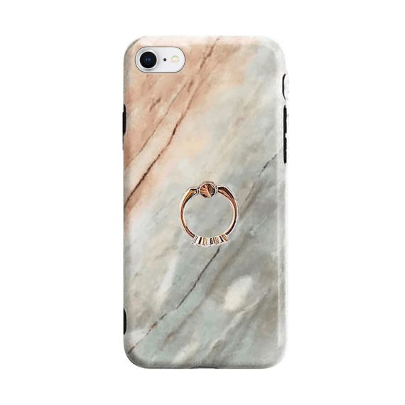 Etui do iPhone SE2020/8/7 silikonowe marmurowe morska zieleń z uchwytem
