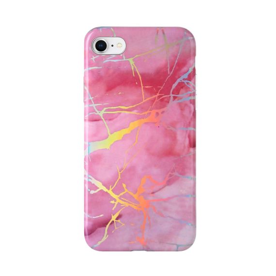 Etui do iPhone SE2022/SE2020 /8/7 marmurkowe laser gradient różowe