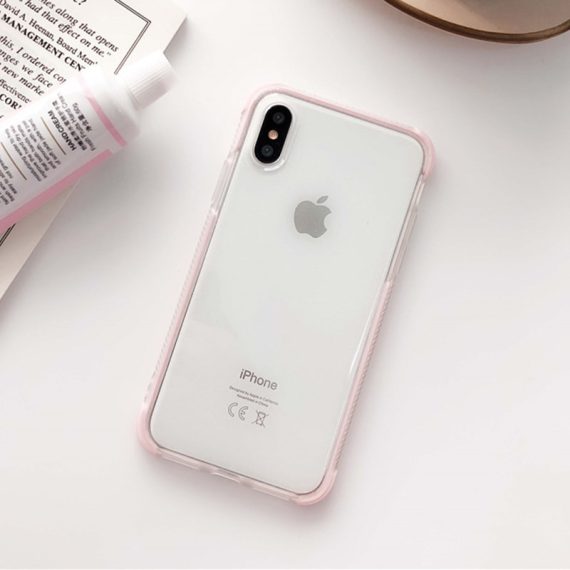 Etui transparentne miękkie z różowymi bokami do Iphone 6 Plus/6S Plus GLITTER brokat
