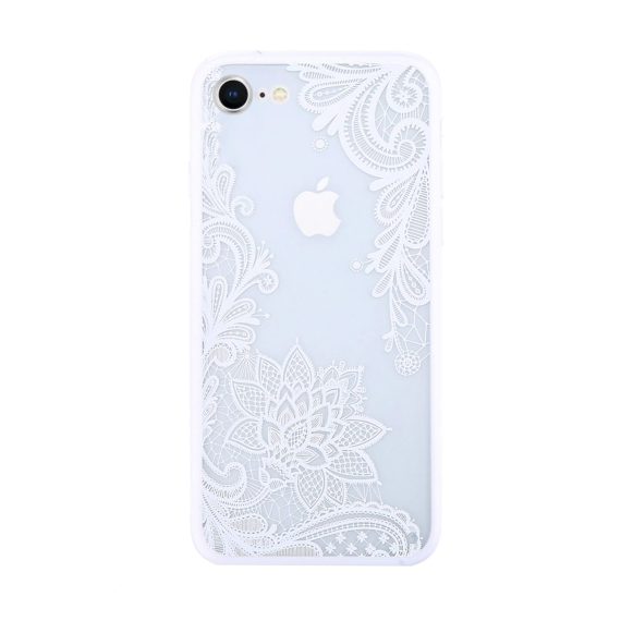 Etui do iPhone SE2022/SE2020 /8/7 ornamentowe koronkowo-kwiatowe białe
