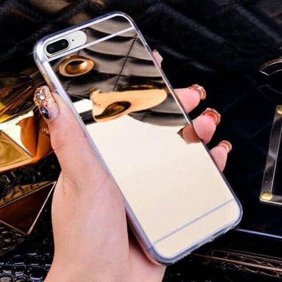 Silikonowe etui Iphone 7 Plus / 8 Plus miękki case LUSTRO miękka obudowa, mirror case – ZŁOTY