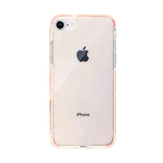 Etui do iPhone SE2022/SE2020 /8/7 transparentne brokatowe z różowymi bokami