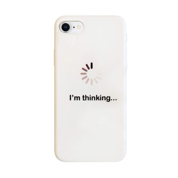 Etui do iPhone SE2020/8/7 silikonowe miękkie z napisem I’m thinking – białe