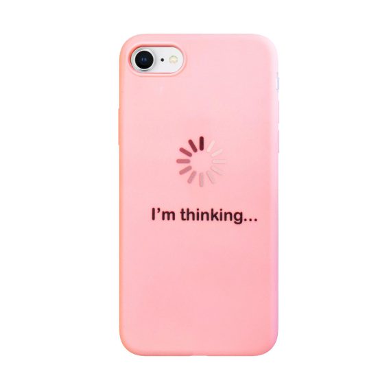 Etui do iPhone SE2020/8/7 silikonowe z napisem I’m thinking – różowe