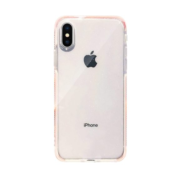 Etui do Iphone X/XS transparentne brokatowe z różowymi bokami