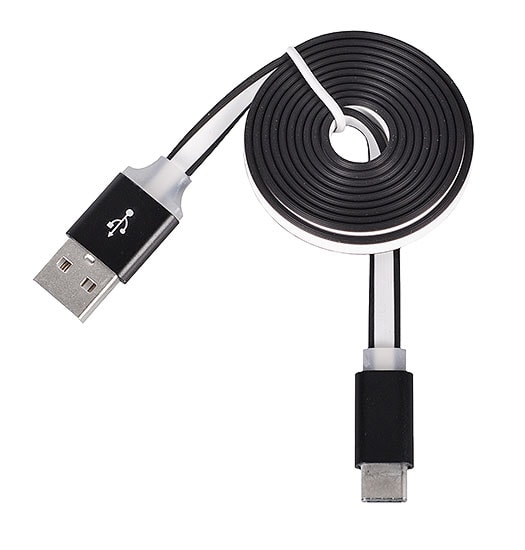 Kabel USB – SLIM metalowe końcówki USB TYP C 1 Metr CZARNY (fast charge)