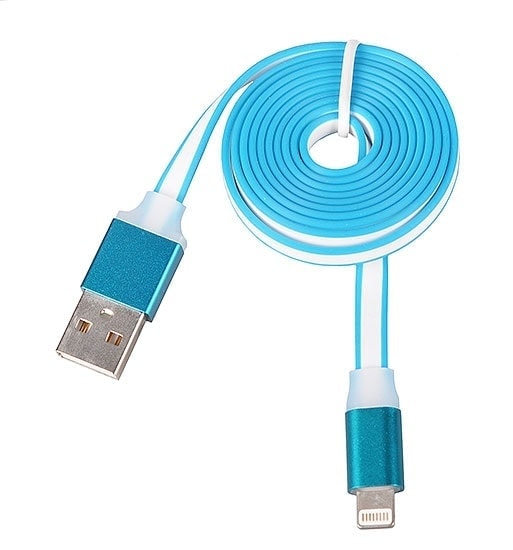 Kabel USB – SLIM metalowe końcówki IPHONE 5/6//7/8/X/XR/XS/11/11 Pro/11Pro Max/SE 2020 Lightning ładowarka iPhone 1 Metr NIEBIESKI