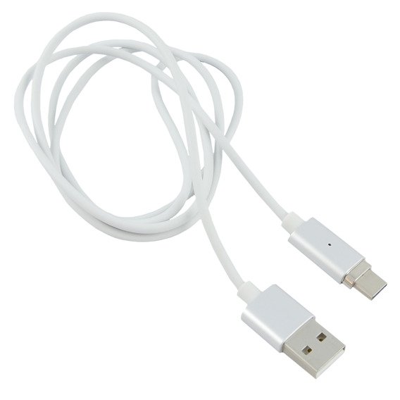 Kabel usb – MAGNETYCZNY rozpinane złącze USB TYP C 1 Metr SREBRNY (blister)