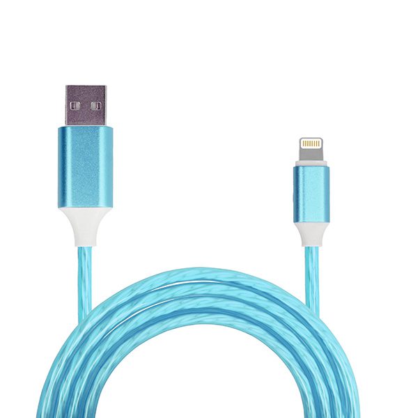 Kabel USB SZNURKOWY ŚWIECĄCY USB TYP C 1 Metr NIEBIESKI (fast charge)
