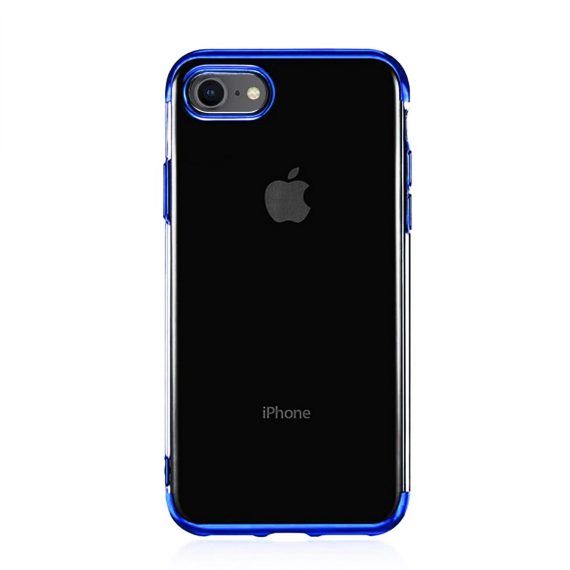 Etui do iPhone SE2022/SE2020/8/7 transparentne z niebieską chromowaną ramką
