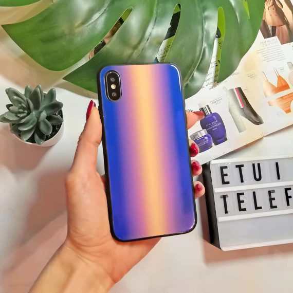 Etui do iPhone X/XS stylowe szklane zielone