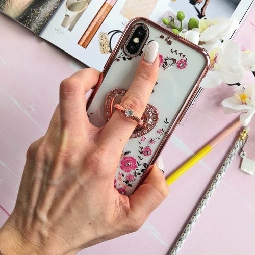 Etui Róże Przezroczyste Diament Silikonowe Z Uchwytem Różowe Iphone X Xs 3 Scaled
