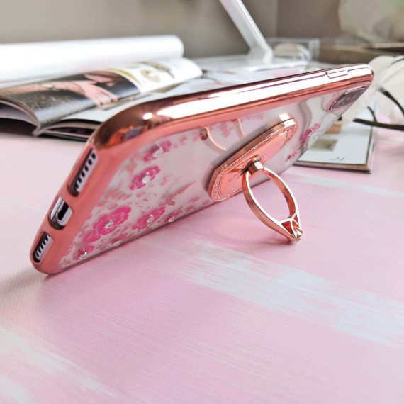 Etui Róże Przezroczyste Diament Silikonowe Z Uchwytem Różowe Iphone X Xs 4