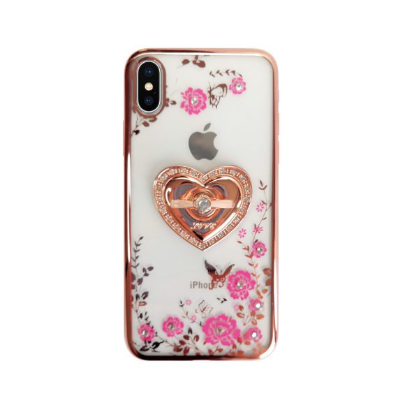 Etui Róże Przezroczyste Diament Silikonowe Z Uchwytem Różowe Iphone X Xs 5