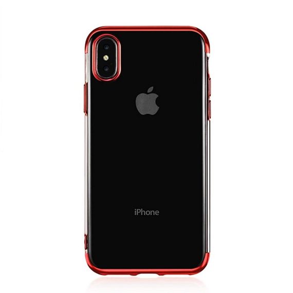 Etui do Iphone X/XS transparentne z metaliczną czerwoną ramką