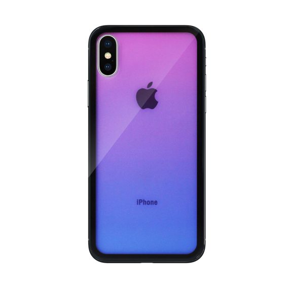 Etui do iPhone X/XS silikonowe półprzeźroczyste fioletowo-niebieskie
