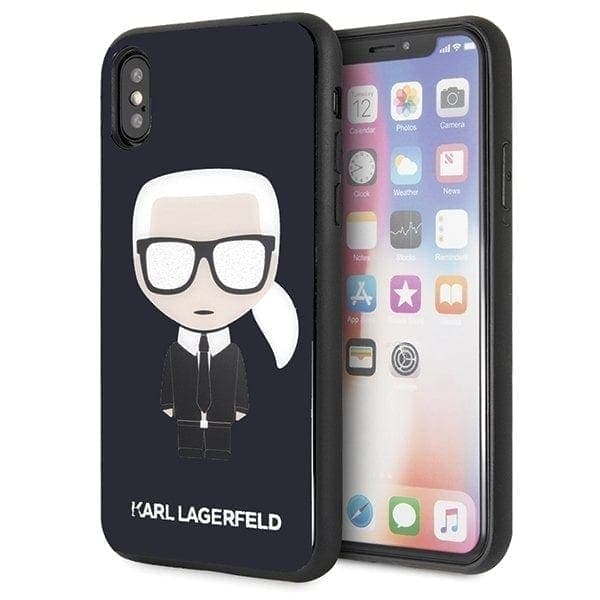 Pol Pl Karl Lagerfeld Klhcpxdlfkbk Iphone X Xs Navy Black Hard Case Iconic Karl Glitter 51907 1
