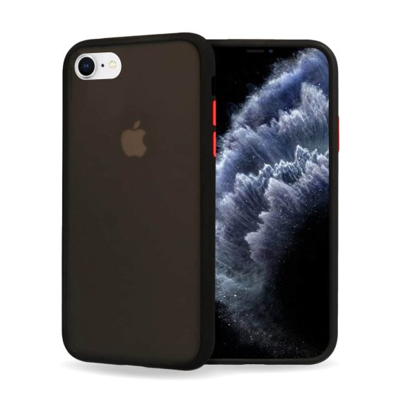 Etui do iPhone XR półprzeźroczyste matowe z ochroną aparatu, czarne