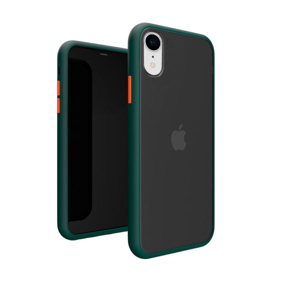 Ochronne stylowe etui zielone z kolorowymi przyciskami do iPhone XR