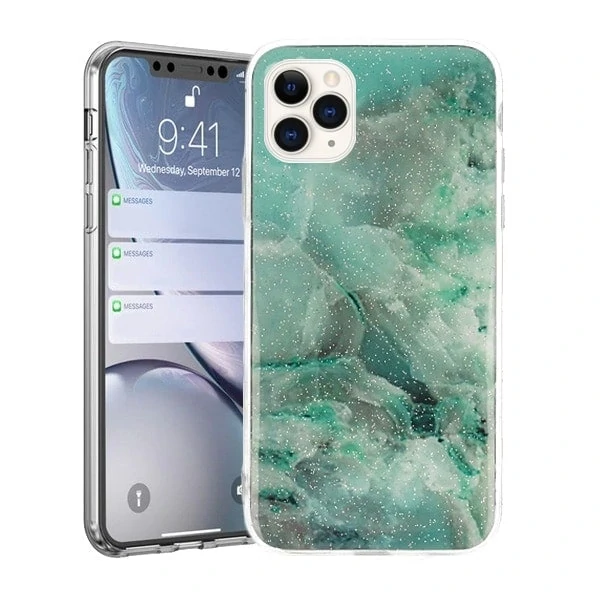 Etui do iPhone 11 Pro silikonowe cienkie zielony marmurek