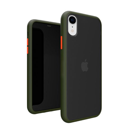 Ochronne oliwkowe etui z kolorowymi przyciskami do iPhone XR