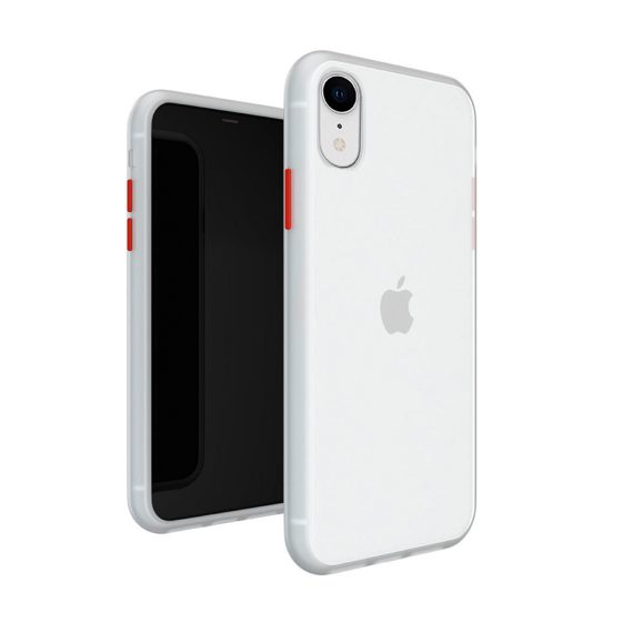 Ochronne przeźroczyste etui z czerwonymi przyciskami do iPhone XR
