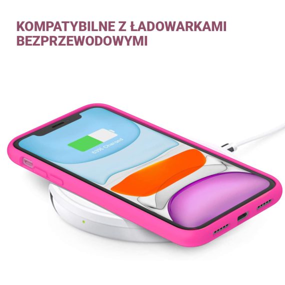 etui do iphone 11 silikonowe z mikrofibrą premium soft touch różowe 5