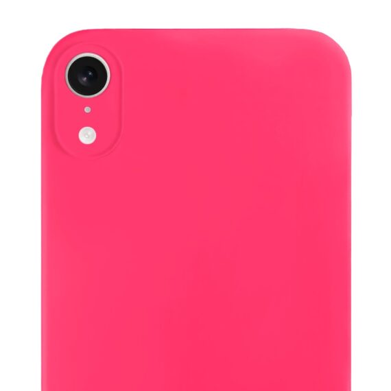 Etui do iPhone XR silikonowe z mikrofibrą soft touch z osłoną na aparat, różowe (4)