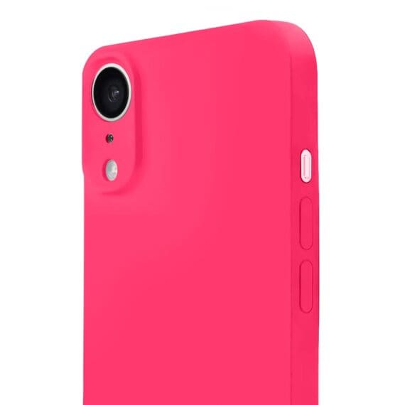 Etui do iPhone XR silikonowe z mikrofibrą soft touch z osłoną na aparat, różowe (7)
