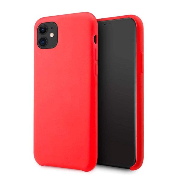 Etui do iPhone 11 silikonowe z mikrofibrą soft touch, czerwone