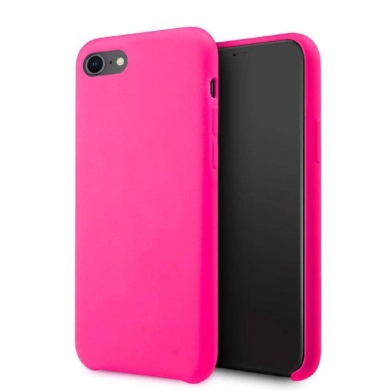 Etui do iPhone SE2022/SE2020/8/7 silikonowe z mikrofibrą premium soft touch różowe
