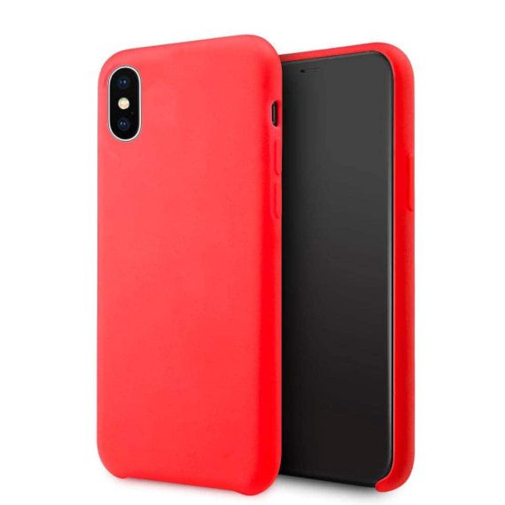 Etui do iPhone X/XS silikonowe z mikrofibrą soft touch, czerwone