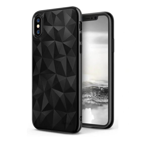Etui do iPhone X/XS silikonowe czarne diament 3D