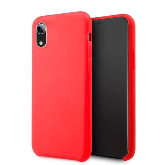 Etui do iPhone XR silikonowe z mikrofibrą soft touch, czerwone