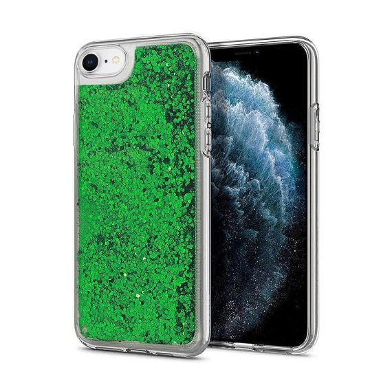 Etui do iPhone SE2020/8/7 przezroczyste silikonowe zielony brokat