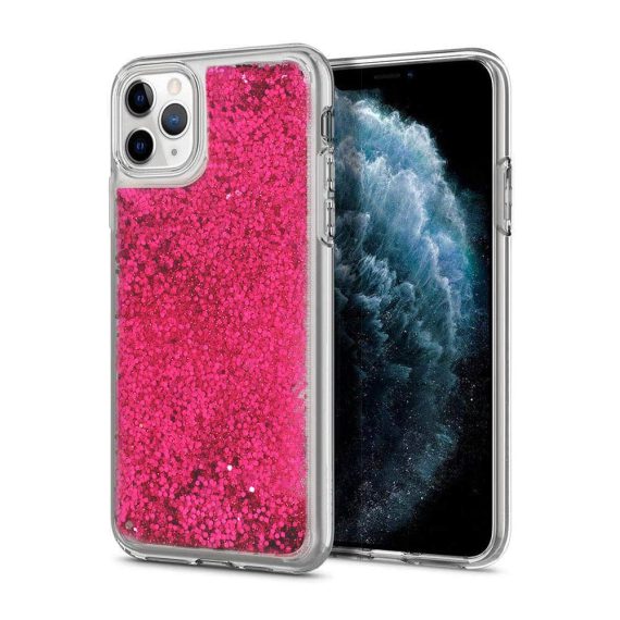 Etui do iPhone 11 silikonowe przezroczyste różowy brokat