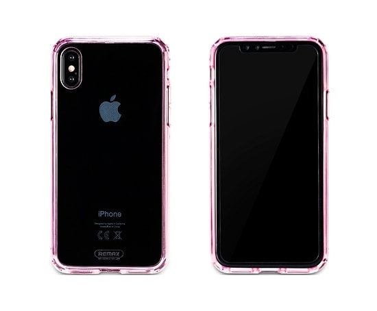Etui do IPhone X/XS silikonowe przeźroczyste z różowymi bokami