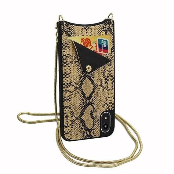 Eleganckie stylowe etui torebka złoty wężowy wzór do IPhone XR