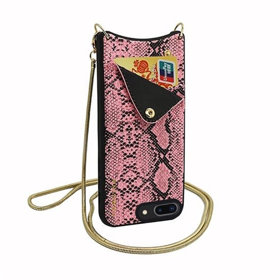 Eleganckie stylowe etui torebka różowy wężowy wzór do IPhone 7 Plus/ 8 Plus