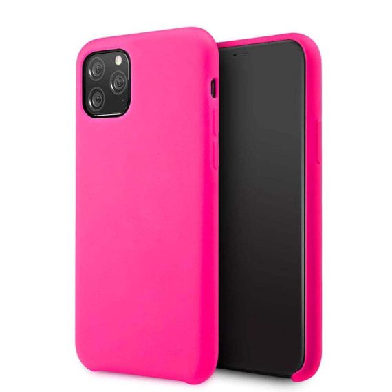 Etui do iPhone 11 Pro silikonowe z mikrofibrą soft touch, różowe