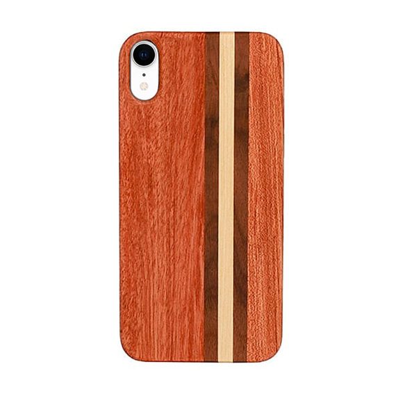Cienkie drewniane etui z prostym wzorem do IPhone XR