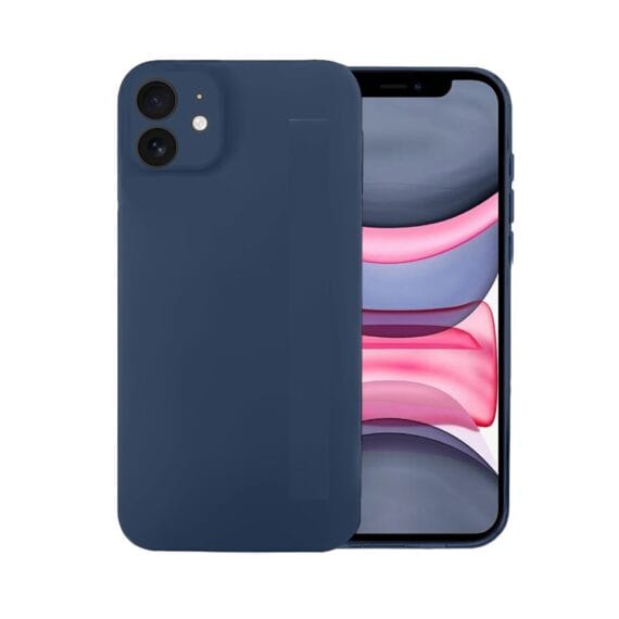 Etui do iPhone 11 silikonowe z mikrofibrą soft touch z osłoną na aparat, granatowe (2)