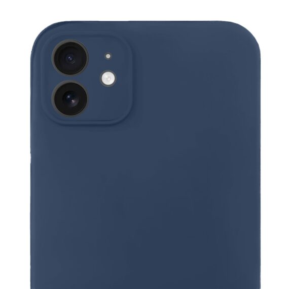 Etui do iPhone 11 silikonowe z mikrofibrą soft touch z osłoną na aparat, granatowe (3)