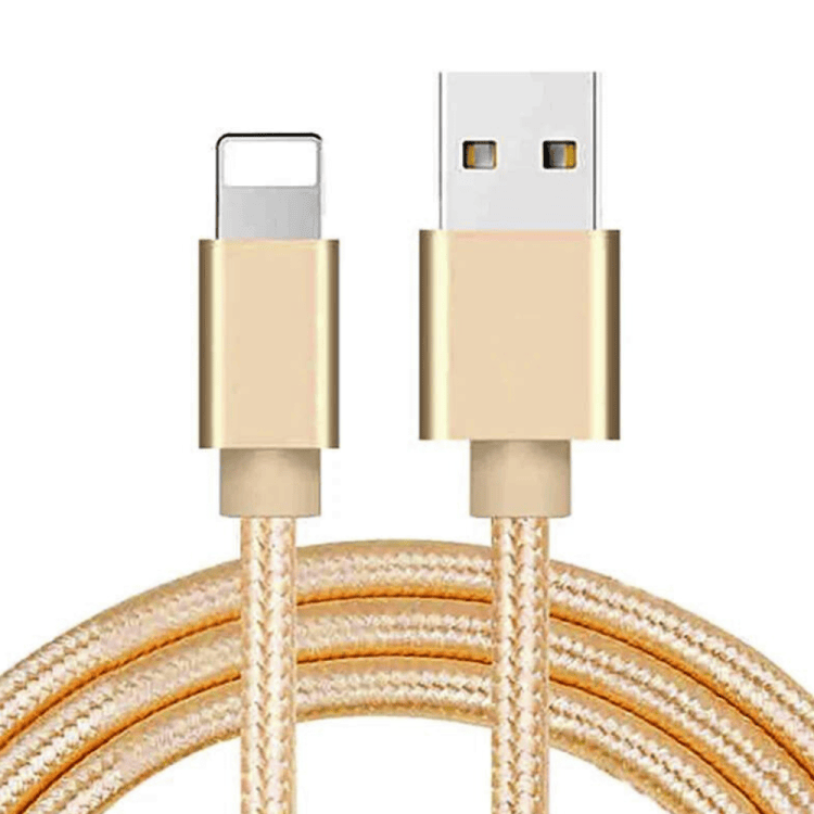 kabel usb lightning iphone se/8/x/xr/xs/11/12/13/14 szybkie ładowanie, niełamiący, metalowe końcówki, 1 metr, złoty