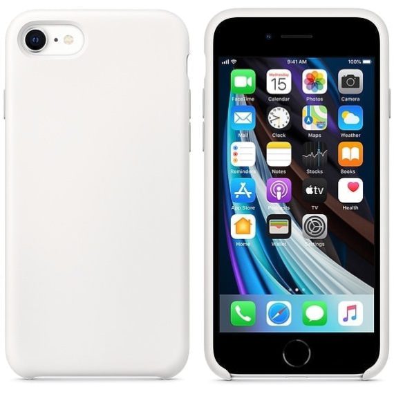 Etui do iPhone SE2022/SE2020/8/7 silikonowe z mikrofibrą premium soft touch białe