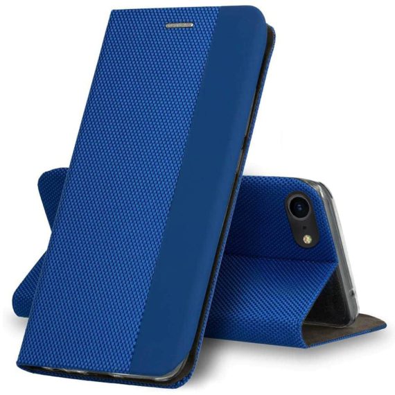Etui do iPhone SE2020 eleganckie stylowe niebieskie z klapką