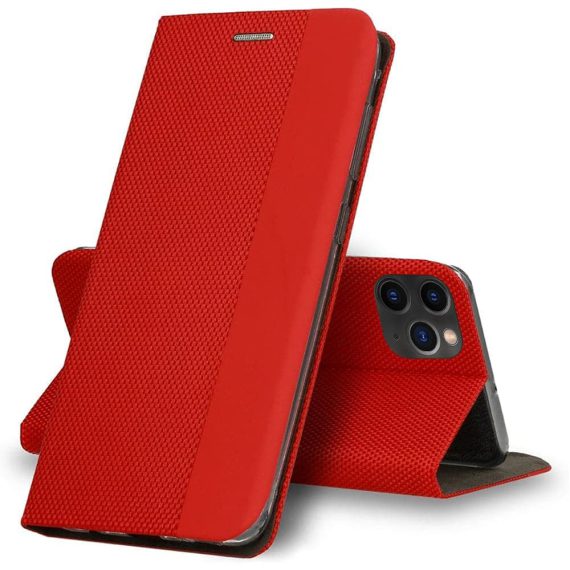 Etui do iPhone 11 Pro eleganckie stylowe czerwone z klapką