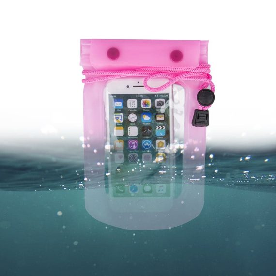 Wodoodporny pokrowiec do iPhone różowy szczelny ze smyczą